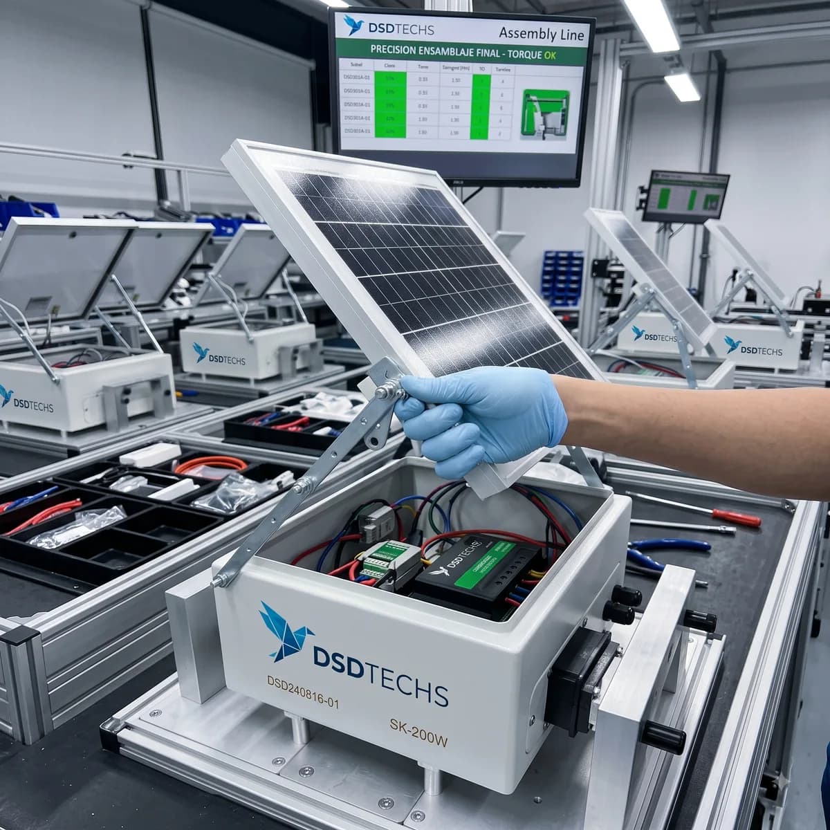 Conjunto de alimentación solar de un nodo de medida antes de su instalación