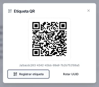 Etiqueta QR de un poste de catenaria generada por la plataforma